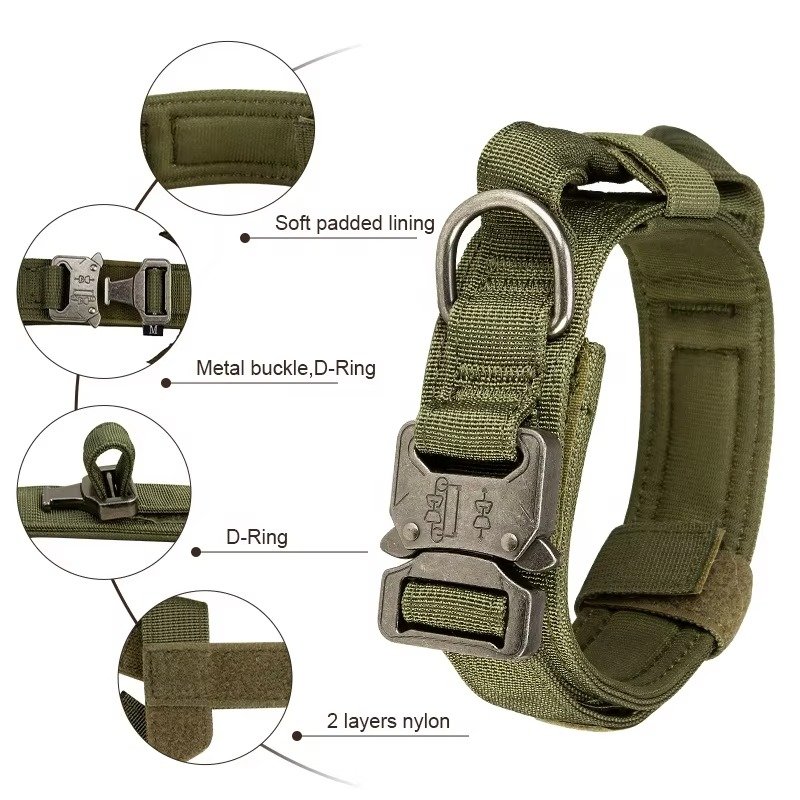 Heavy Duty Metal Buckle Pet Dog Training Collar Large Dogs Collar Tactical Dog Collar - 图片 3