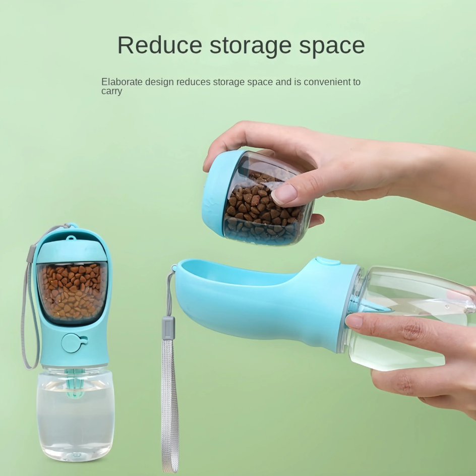 Portable Pet Water Bottle & Food Container Travel Feeder for Dogs & Cats - 图片 4
